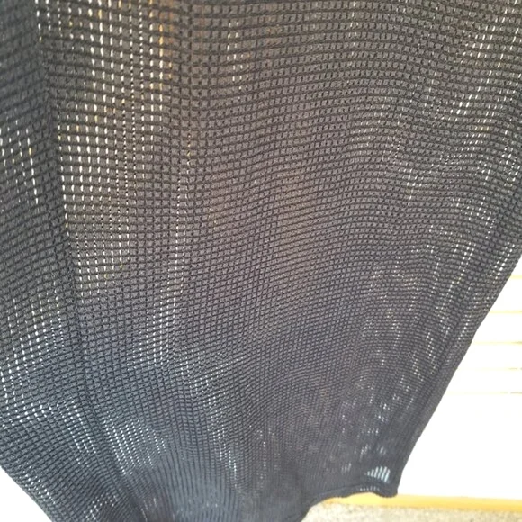 Black Mesh Wide Leg Beach Pants Sheer Waist Tie Nylon Simply Emma Size 1X - Picture 3 of 7
